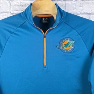 Nike NFL Miami Dolphins Men Dri-FIT 1/4 Quarter Zip Pullover Blue Fleece Sz XL